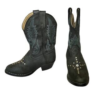 SMOKY MOUNTAIN Toddler Western Boots 11.5D Charcoal Suede Studded Stitching 3283